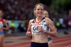 Eilidh Child (GB) wins the 400 metres hurdles at the European Athletics Team Championships.